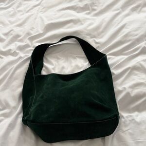 Elegant Green Suede Tote Bag